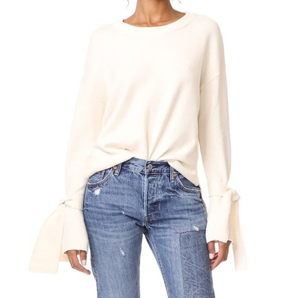Madewell Cream Sweater with Tie Sleeves
